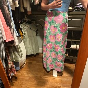 Princess Polly Floral Maxi Skirt - Pink and Green